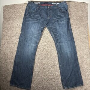 Armani Jeans J08 Regular Fit Stretch Denim 42x35 Dark Blue Straight Mens Boot